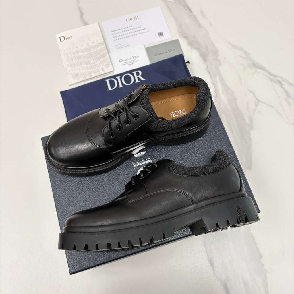 DIOR Dior Explorer III Derby Shoe Black Smooth Calfskin and Black Dior Oblique Jacquard #336111
