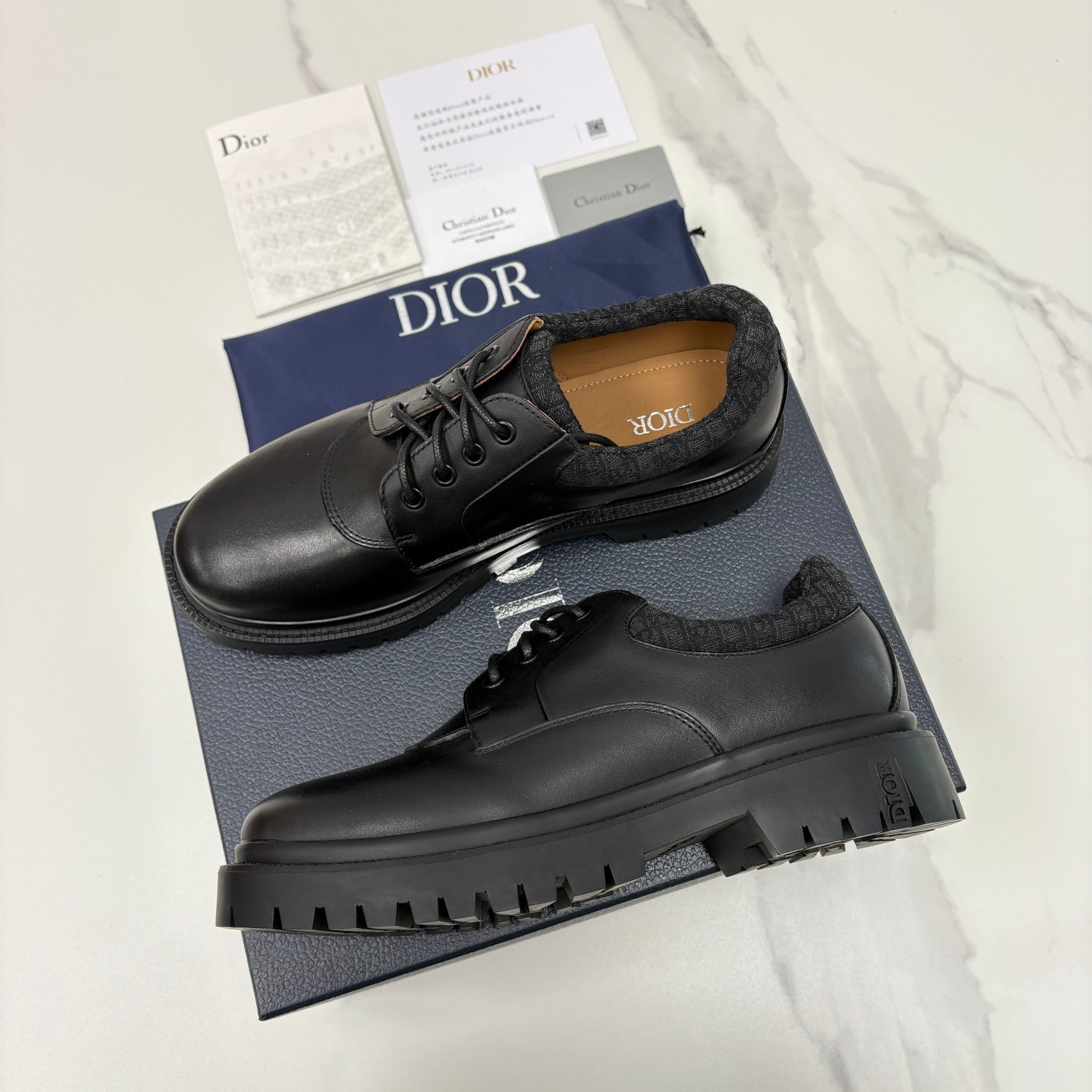 DIOR Dior Explorer III Derby Shoe Black Smooth Calfskin and Black Dior Oblique Jacquard #336111