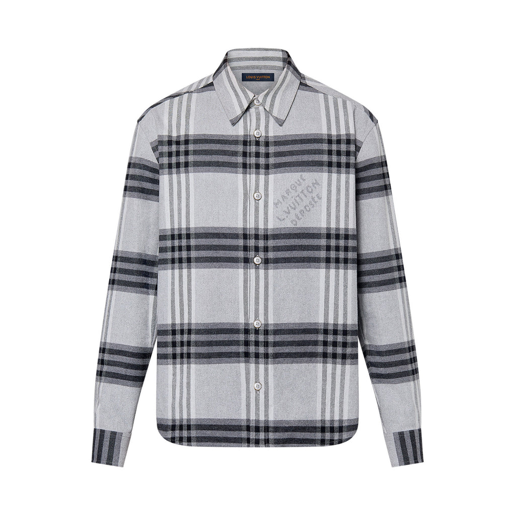 Louis Vuitton Men's Spring And Autumn Black And White Striped Flannel Single Breasted Long Sleeved Shirt #76949