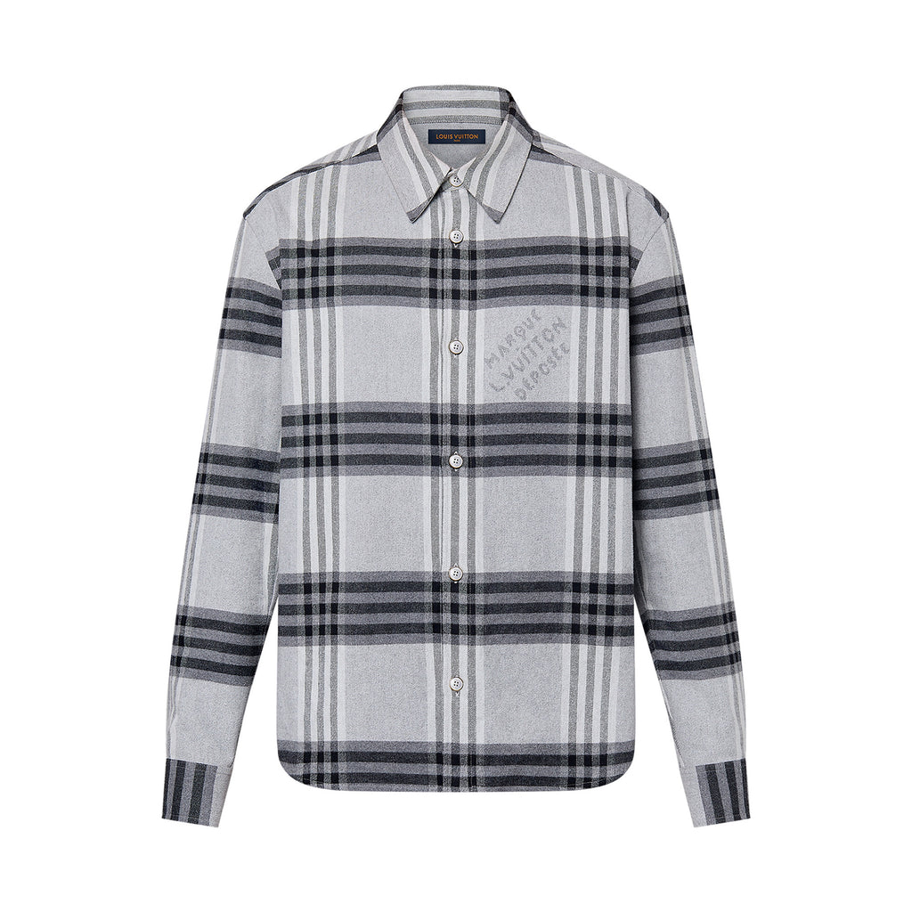 Louis Vuitton Men's Spring And Autumn Black And White Striped Flannel Single Breasted Long Sleeved Shirt #76949