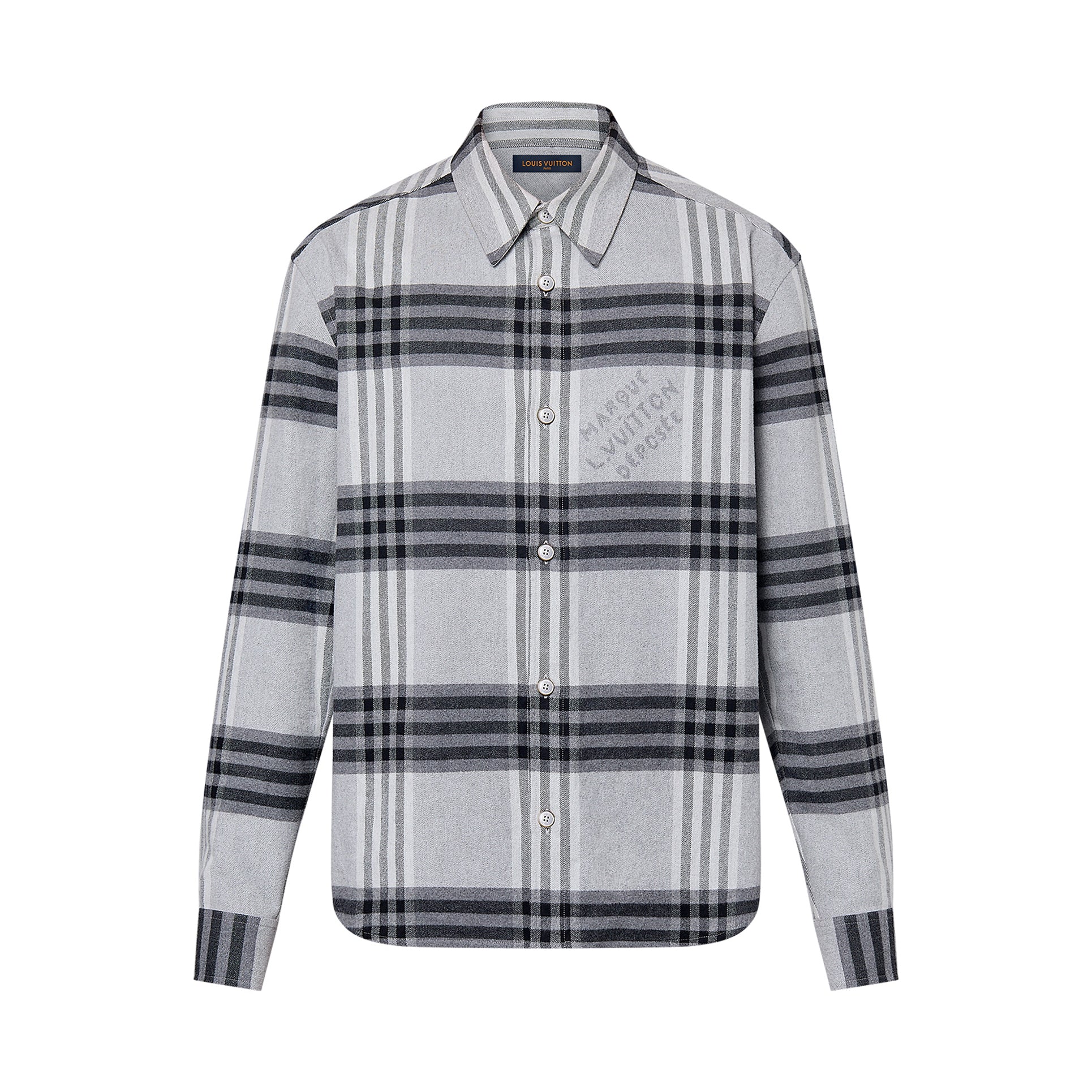 Louis Vuitton Men's Spring And Autumn Black And White Striped Flannel Single Breasted Long Sleeved Shirt #76949