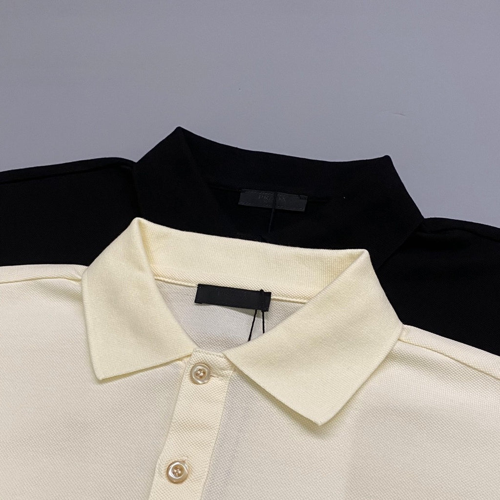 Prada Men's Summer Solid Color Metal Logo Cotton Polo Shirt Short Sleeve T-Shirt #99913