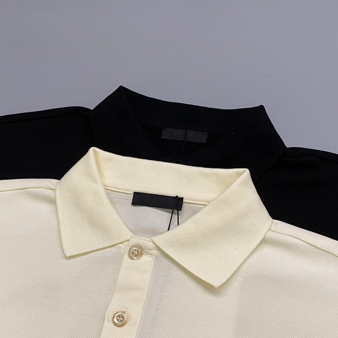 Prada Men's Summer Solid Color Metal Logo Cotton Polo Shirt Short Sleeve T-Shirt #99913