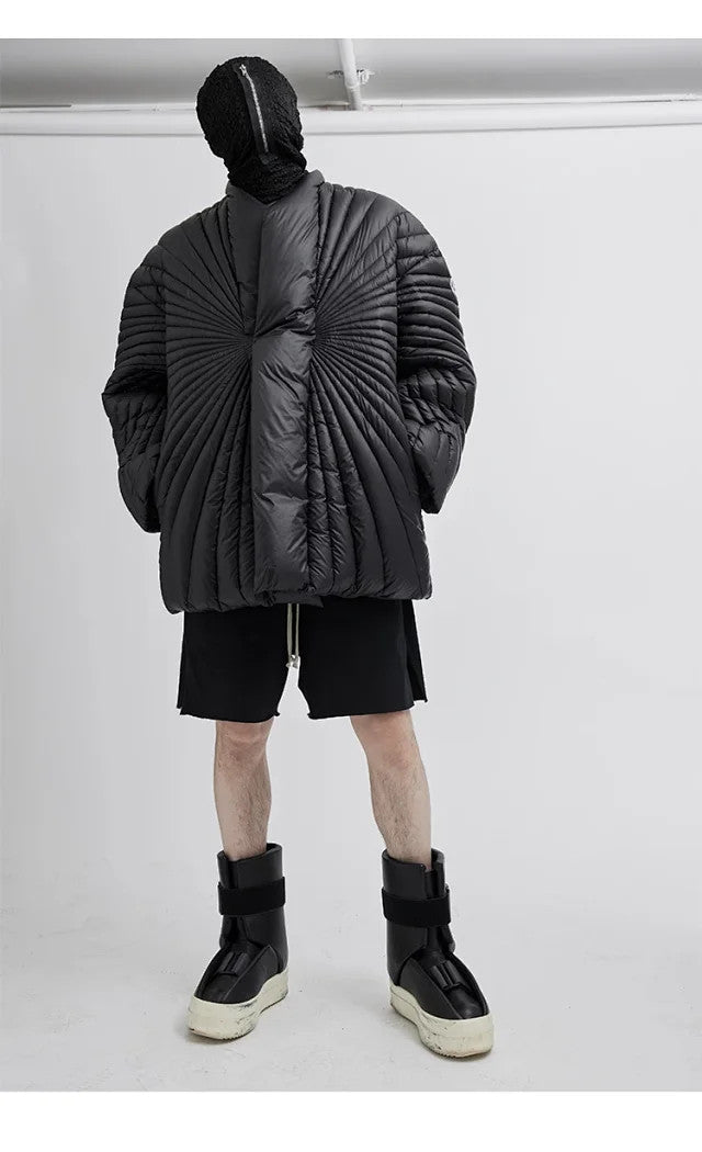 Rick Owens X Moncler Men's Women's Fall And Winter Rays Striped Down Jacket Fashion High Street Design Premium Unique Jacket Ngvp #2497