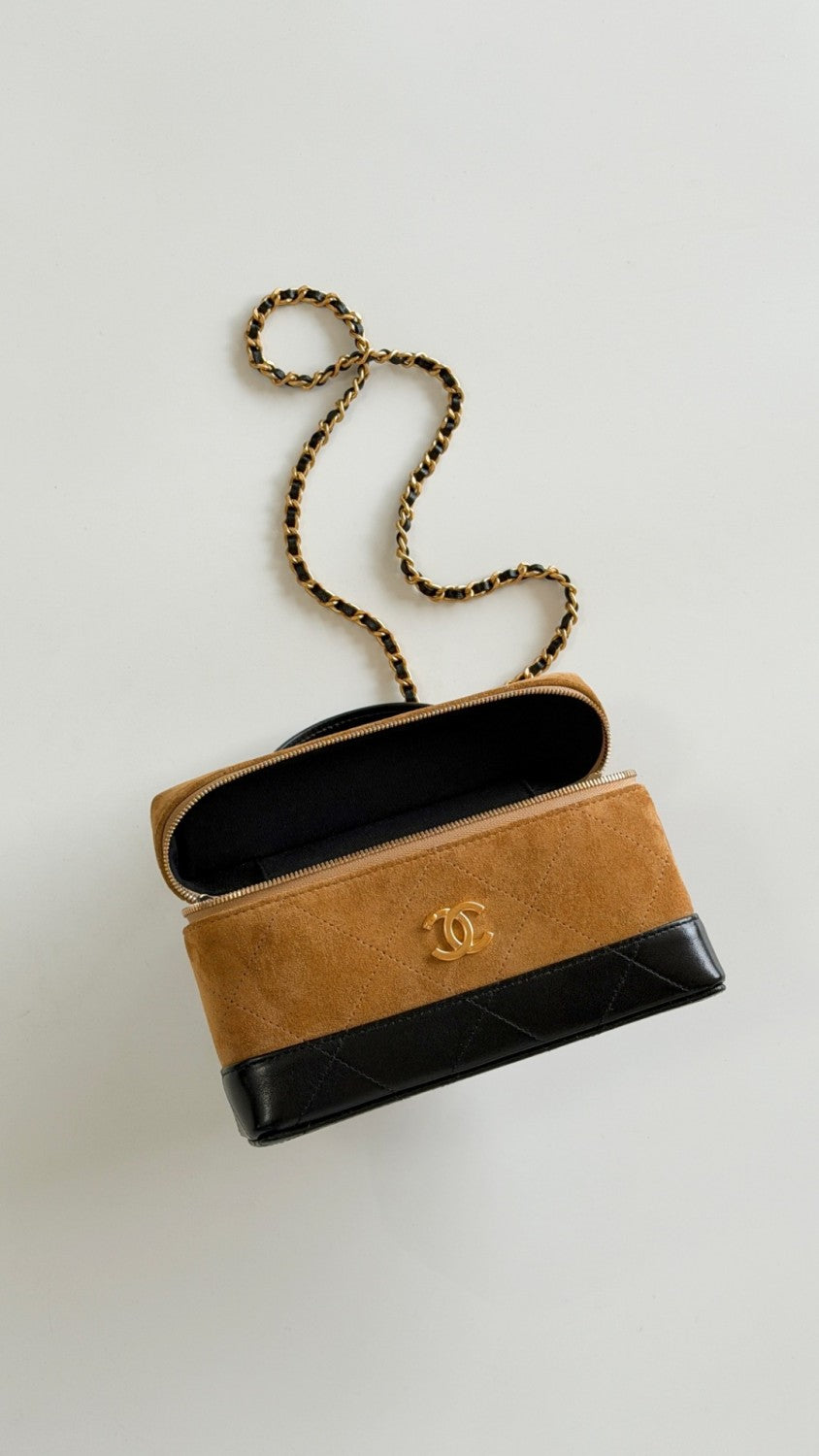 Chanel Suede Calfskin Colorblock Bag #377243