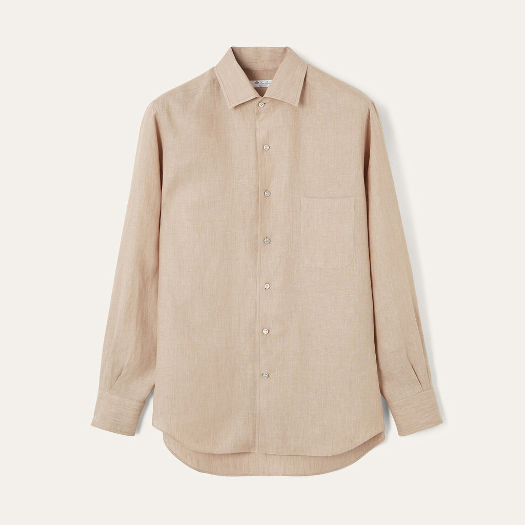Loro Piana Men's Spring/Fall Fashion Classic Solid-Color Collared Single-Button Linen Shirt #78636