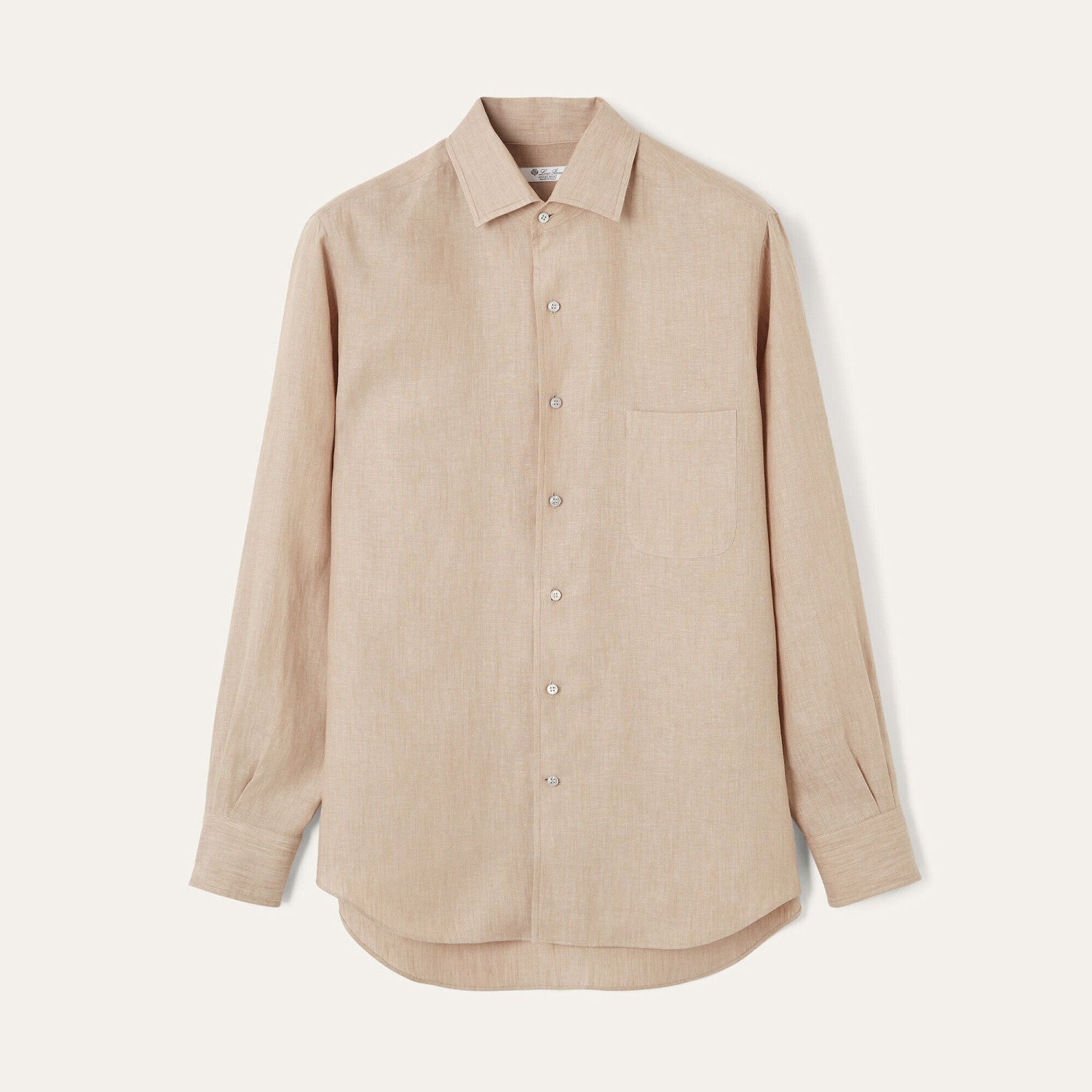 Loro Piana Men's Spring/Fall Fashion Classic Solid-Color Collared Single-Button Linen Shirt #78636