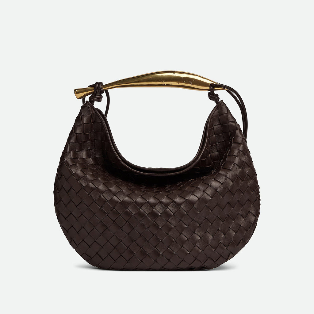 Bottega Veneta Women's Solid Color Woven Magnetic Clasp Closure Sheepskin Half Moon Bag Casual Sardine Tote Bags #75432