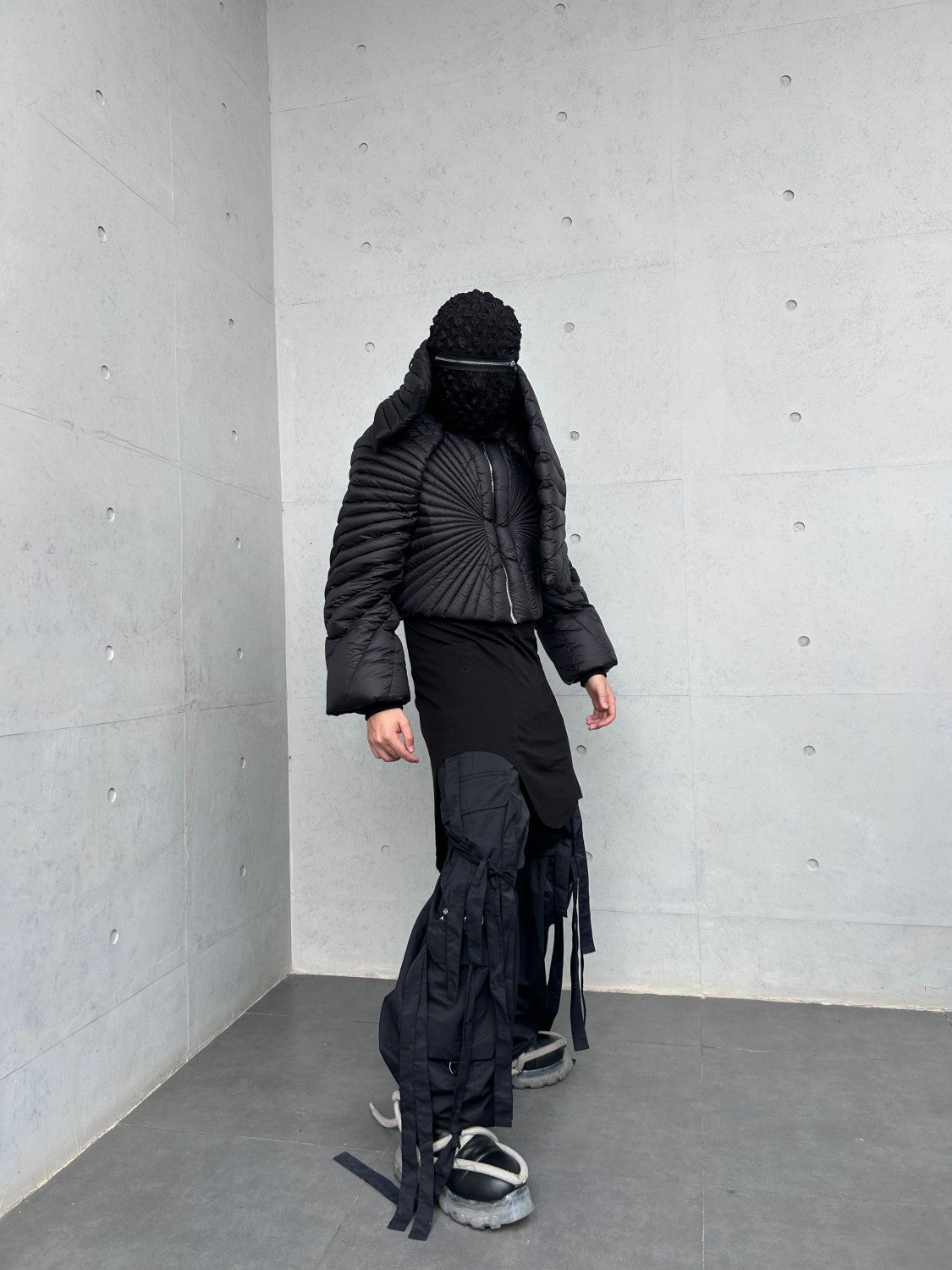 Moncler x Rick Owens Men Women Winter Solid Color Detachable Neck Collar Short Long Sleeve Puffer Down Jacket Black Fit Coat #8825