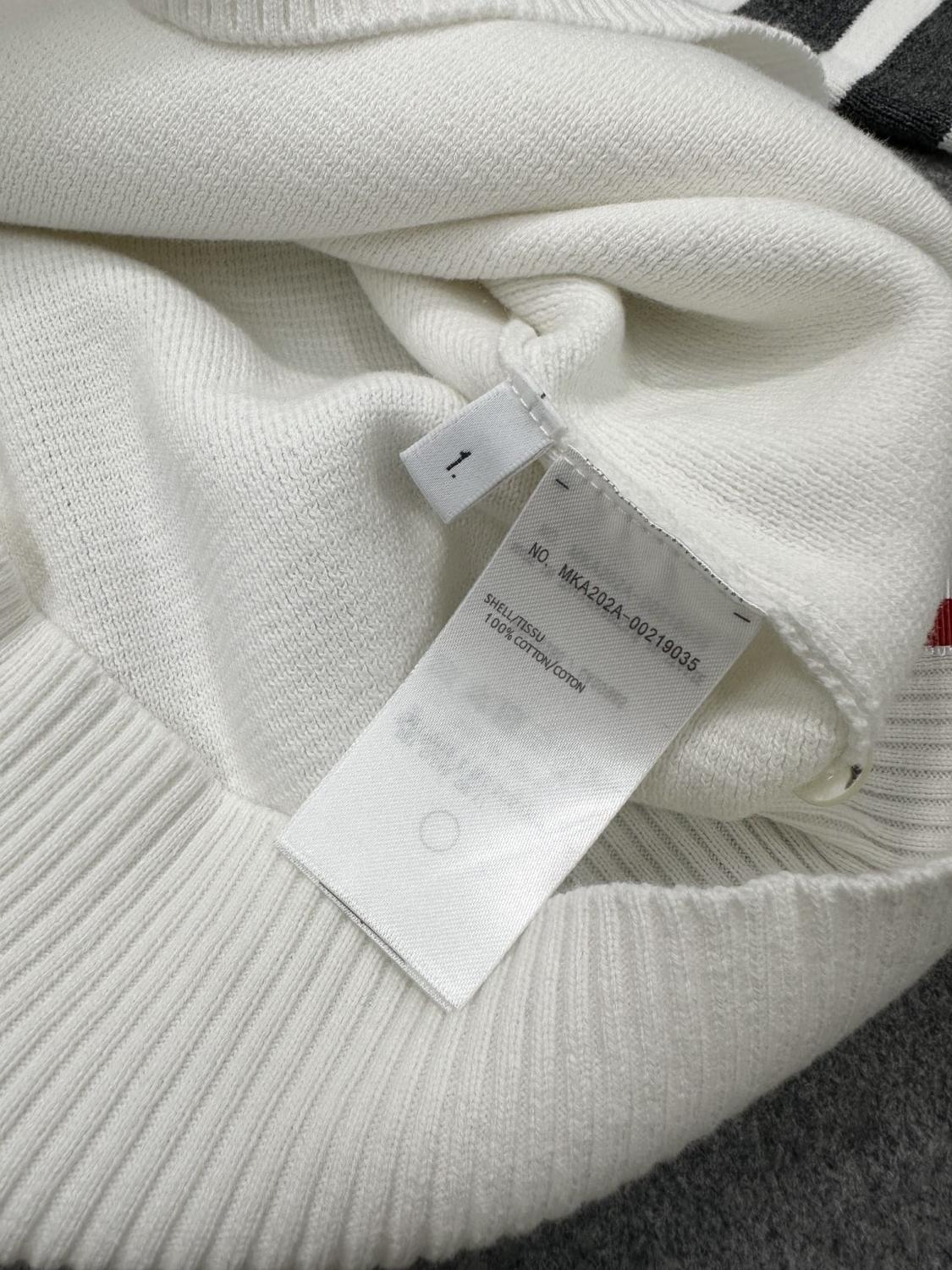 Thom Browne Men's Spring. Autumn And Winter Round Neck Solid Color Cotton Striped Long Sleeve Pullover Knitted Sweater Ngvp #1944