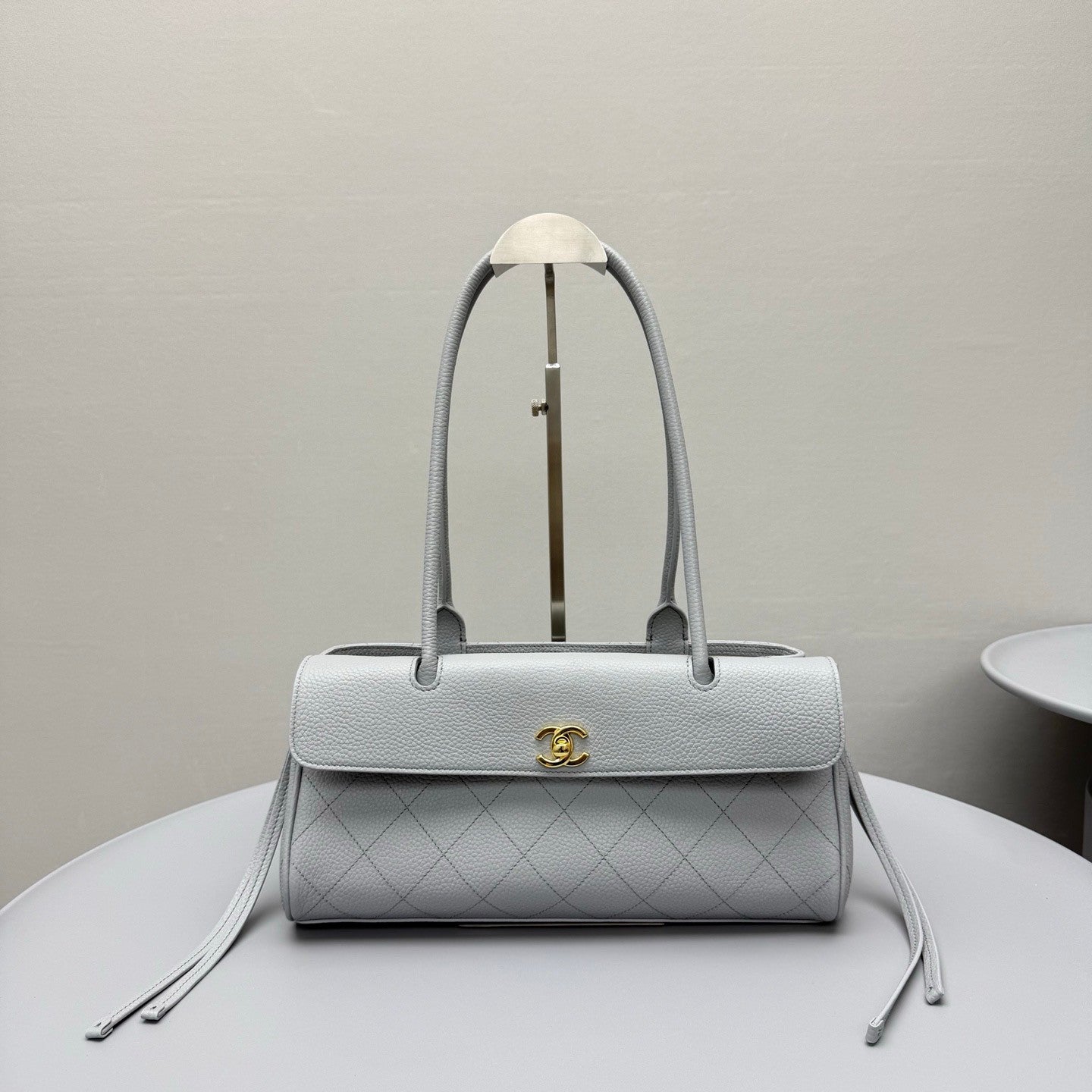 Chanel Small Shopping Bag Grained Calfskin Gold-tone Metal Black #380058