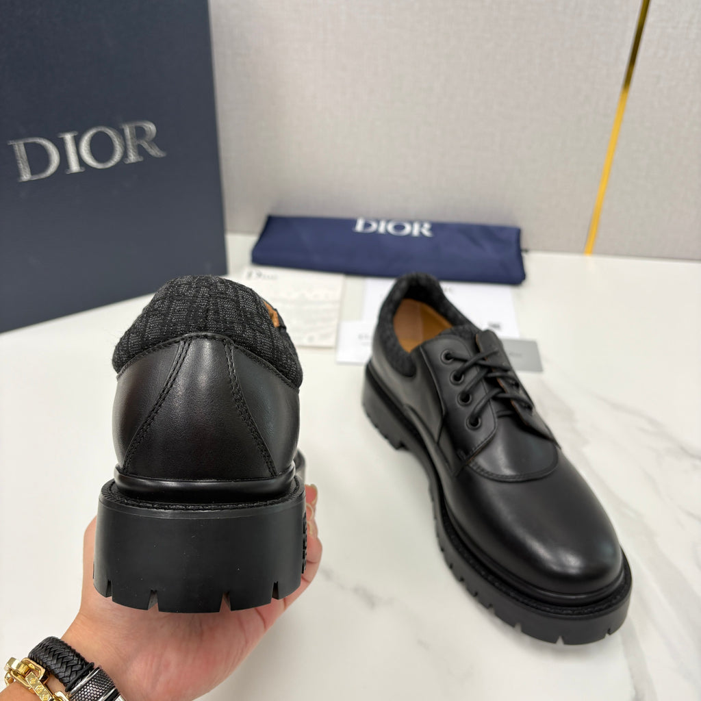 DIOR Dior Explorer III Derby Shoe Black Smooth Calfskin and Black Dior Oblique Jacquard #336111