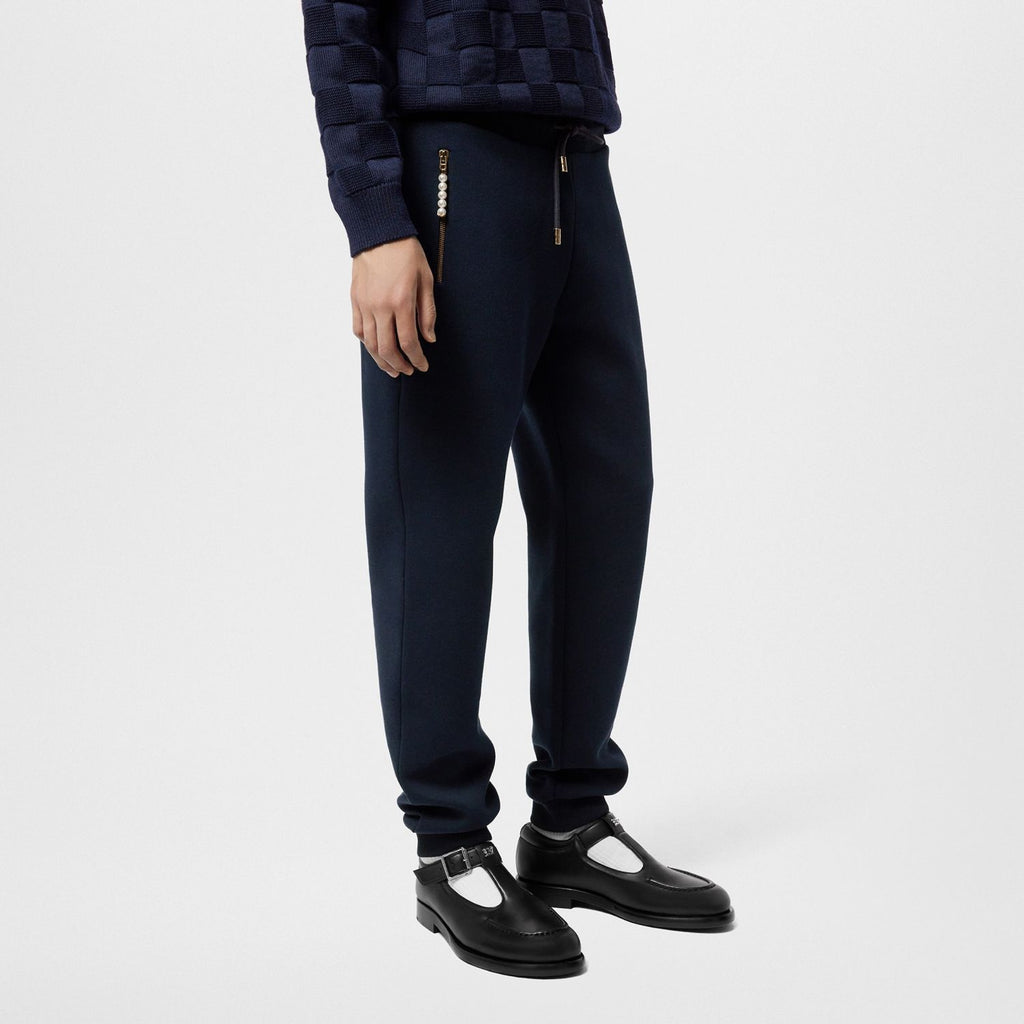 Louis Vuitton Men's Spring and Fall Letter Embroidered Ribbed Drawstring Casual Pants #99571