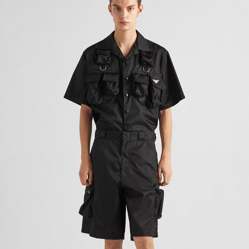 Prada Men's Summer Solid Colour Triangle Logo Nylon Casual Zip Up Shorts #74838
