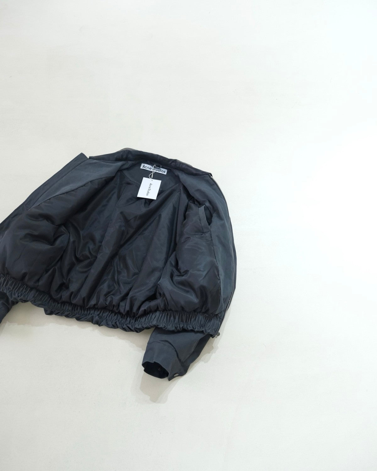 Acne Studios SS25 Men's and Women's Barn Logo Patch Fitted Zip Off Shoulder Long Sleeve Bomber Jacket #332324