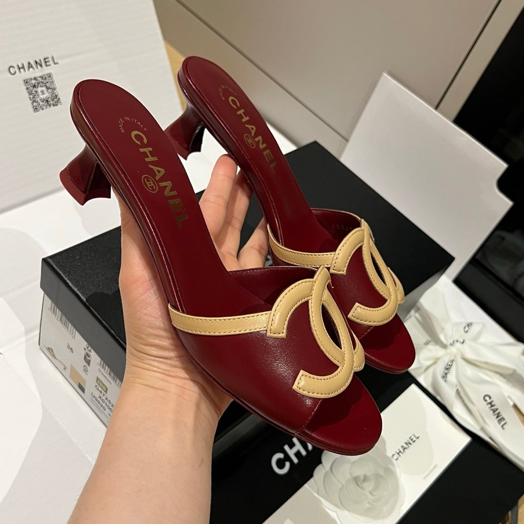 Chanel CC Kitten Heel Sandals #382676
