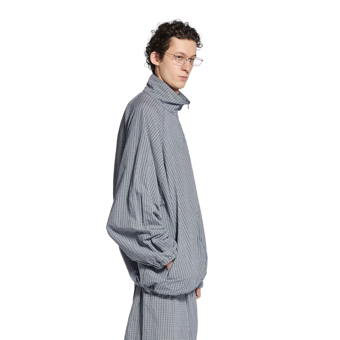 Balenciaga Men's And Women's Fall/Winter Fashion Casual Oversized Drop Shoulder Logo Embroidered Fine Checkered Trench Coat Jacket #78749