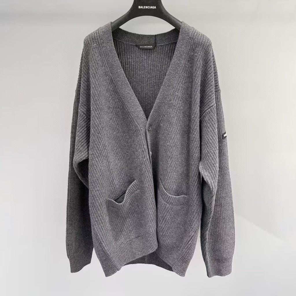Balenciaga Men's And Women's Spring/fall Fashion Casual V-neck Single Button Wool Knit Cardigan #78622