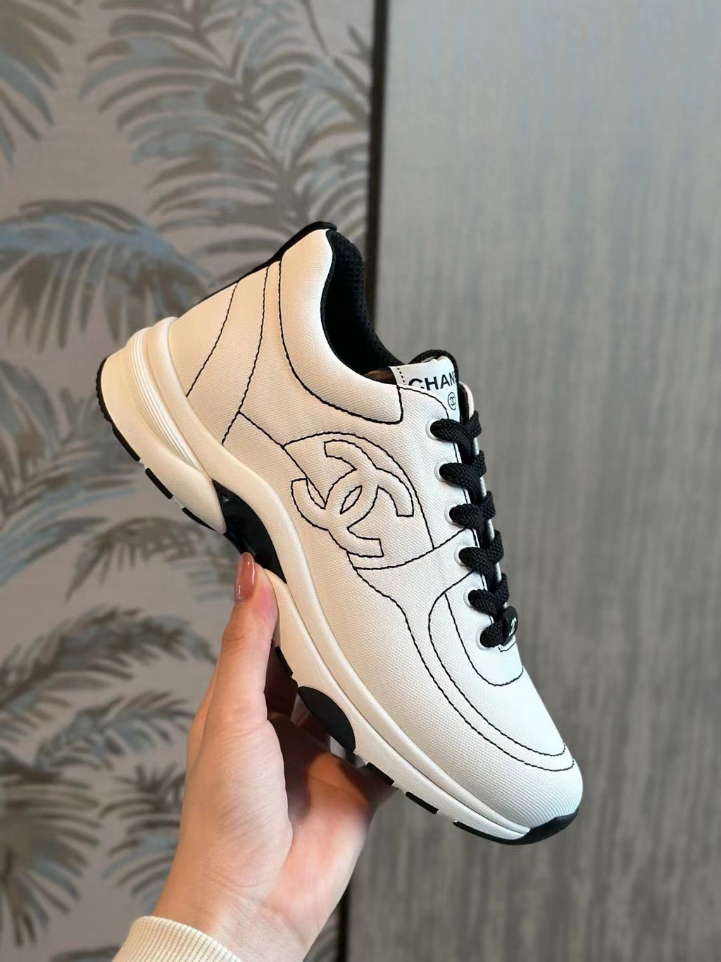 Chanel Women's Embroidered Line Solid Colour Low Top Lace Up Sneakers Shoes #76648