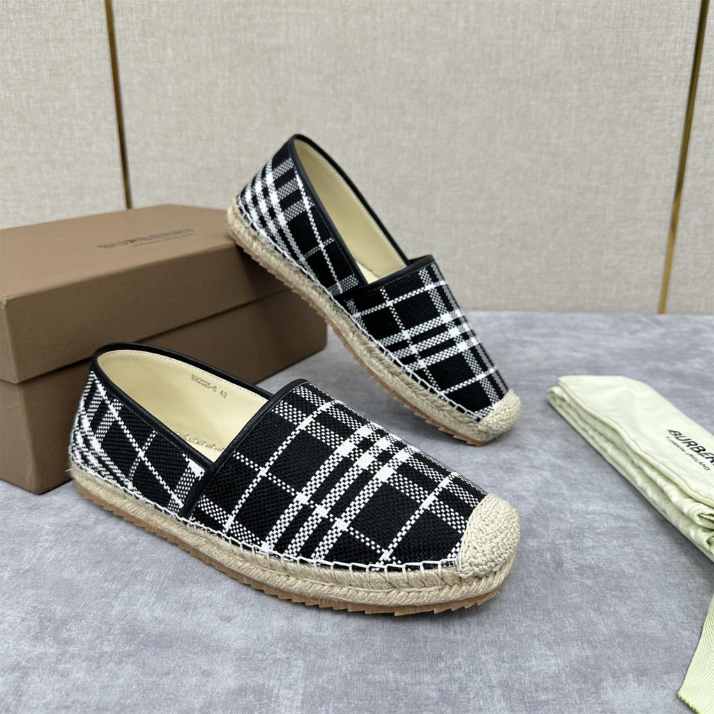 Burberry Men's Spring Summer Check Print Mews Cotton Woven Loafers Shoes #76884