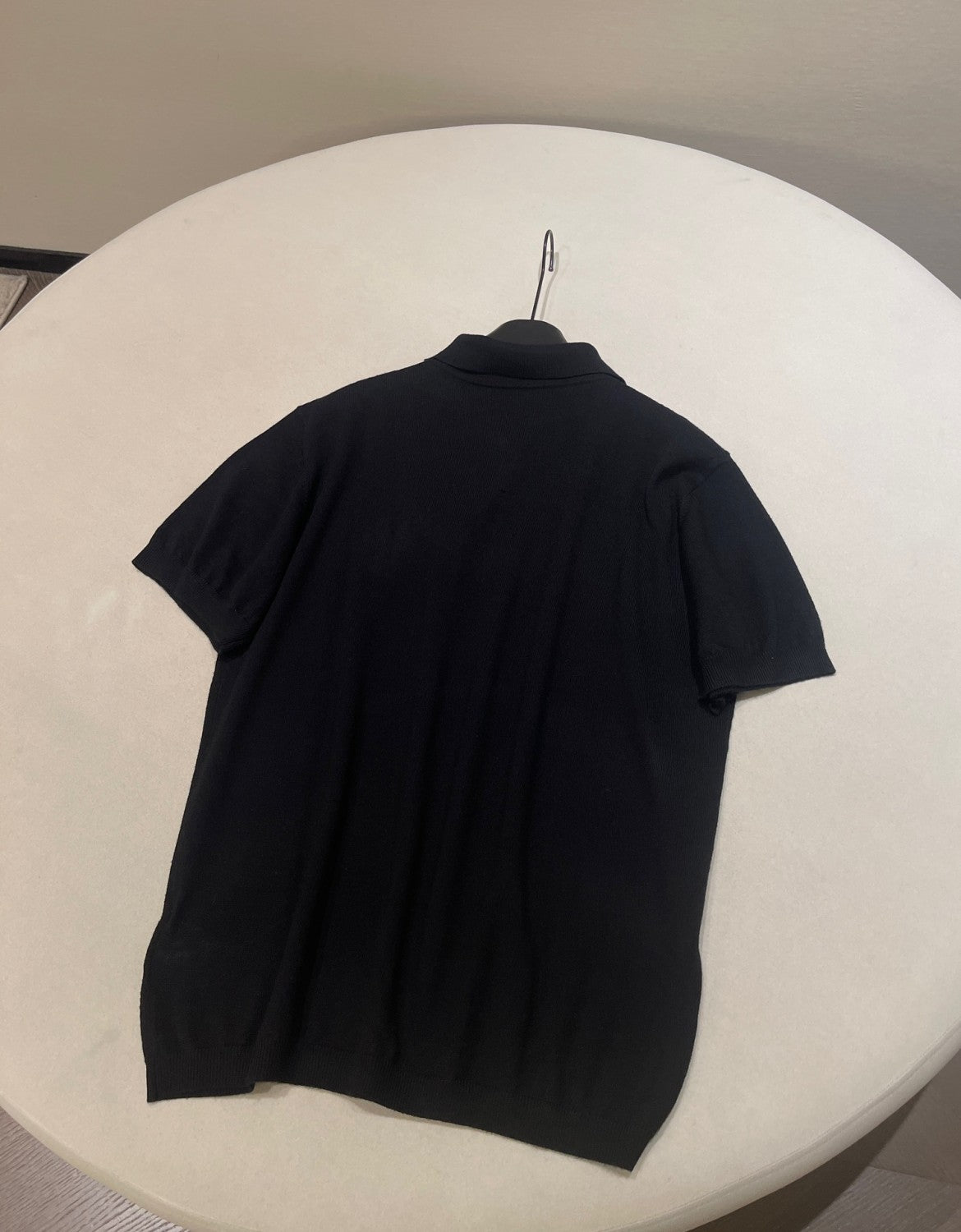Gucci Men's Summer Letter Jacquard Wool Solid Color Knit Short Sleeve Polo Shirt #75999