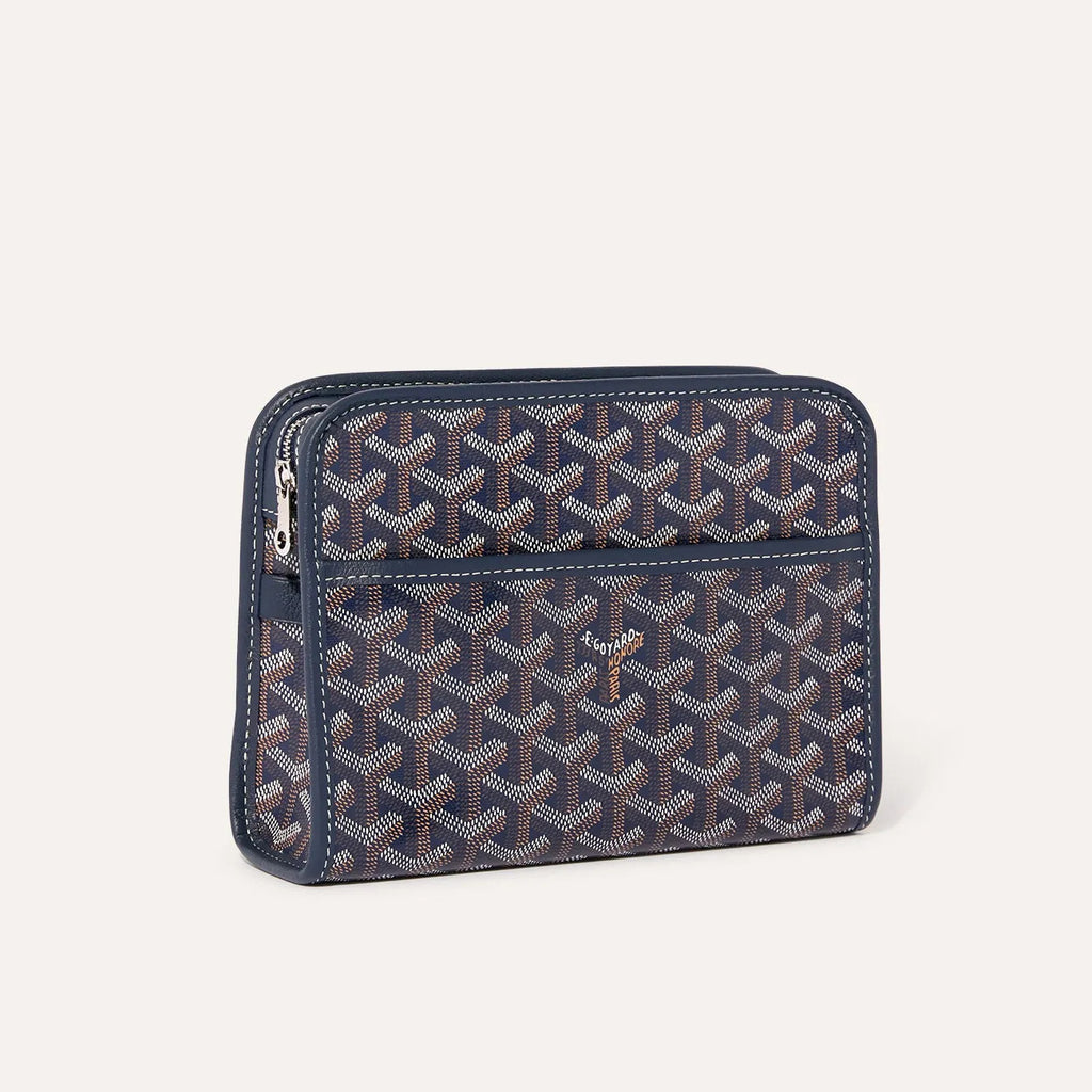GOYARD Jouvence Men's and Women's Old Flower Full Print Zipper Closure Canvas Patchwork Leather Wash Bag Clutch Bags #75739