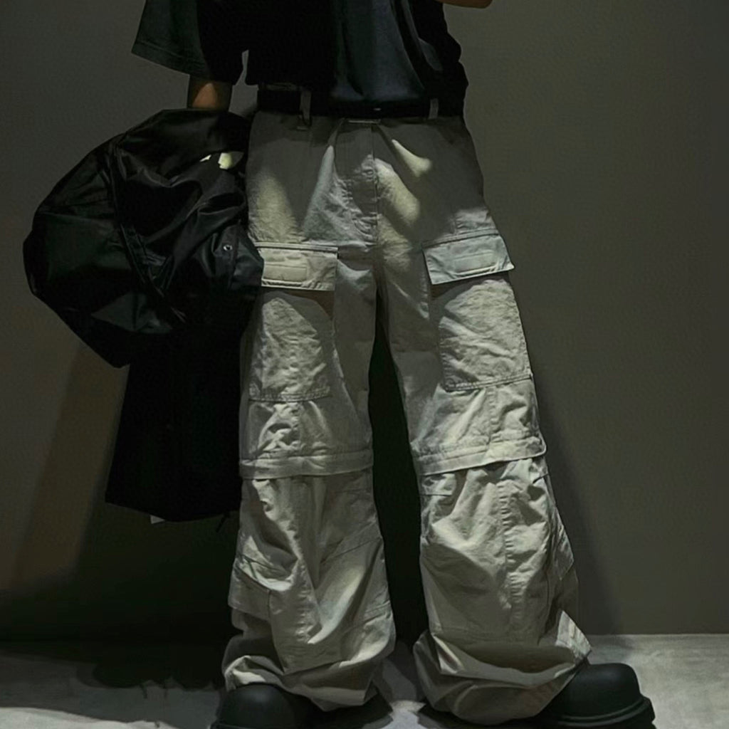 Balenciaga Men's Women's Four Seasons Solid Color Cotton Zipper Loose Flare Casual Work Pants Ngvp #7247