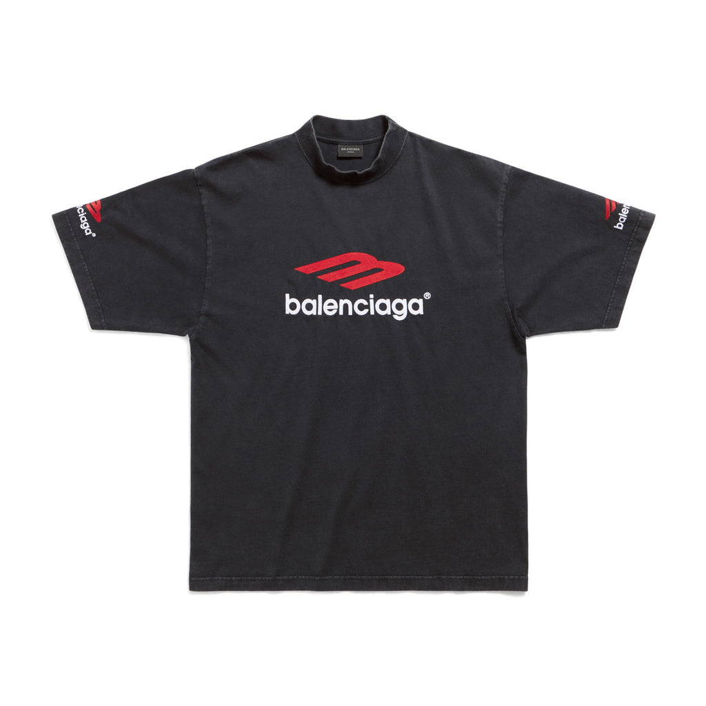 Balenciaga Men's Summer Vintage Plain Knit Fabric Short Sleeve 3b Sports Icon T-shirt Medium #97137