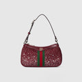 Gucci Ophidia crystals small shoulder bag in Rosso Ancora red GG canvas #335871