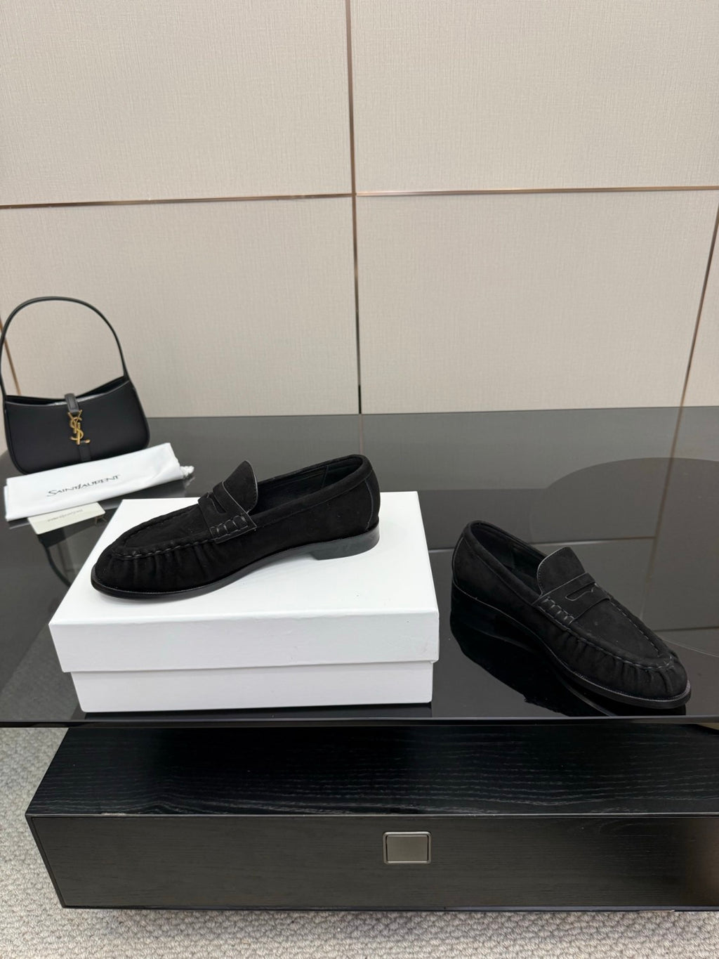 Saint Laurent Women's Autumn/Winter Fashion Casual Sheepskin Suede Round Toe Slip On Flat Loafers Casual Shoes #78376
