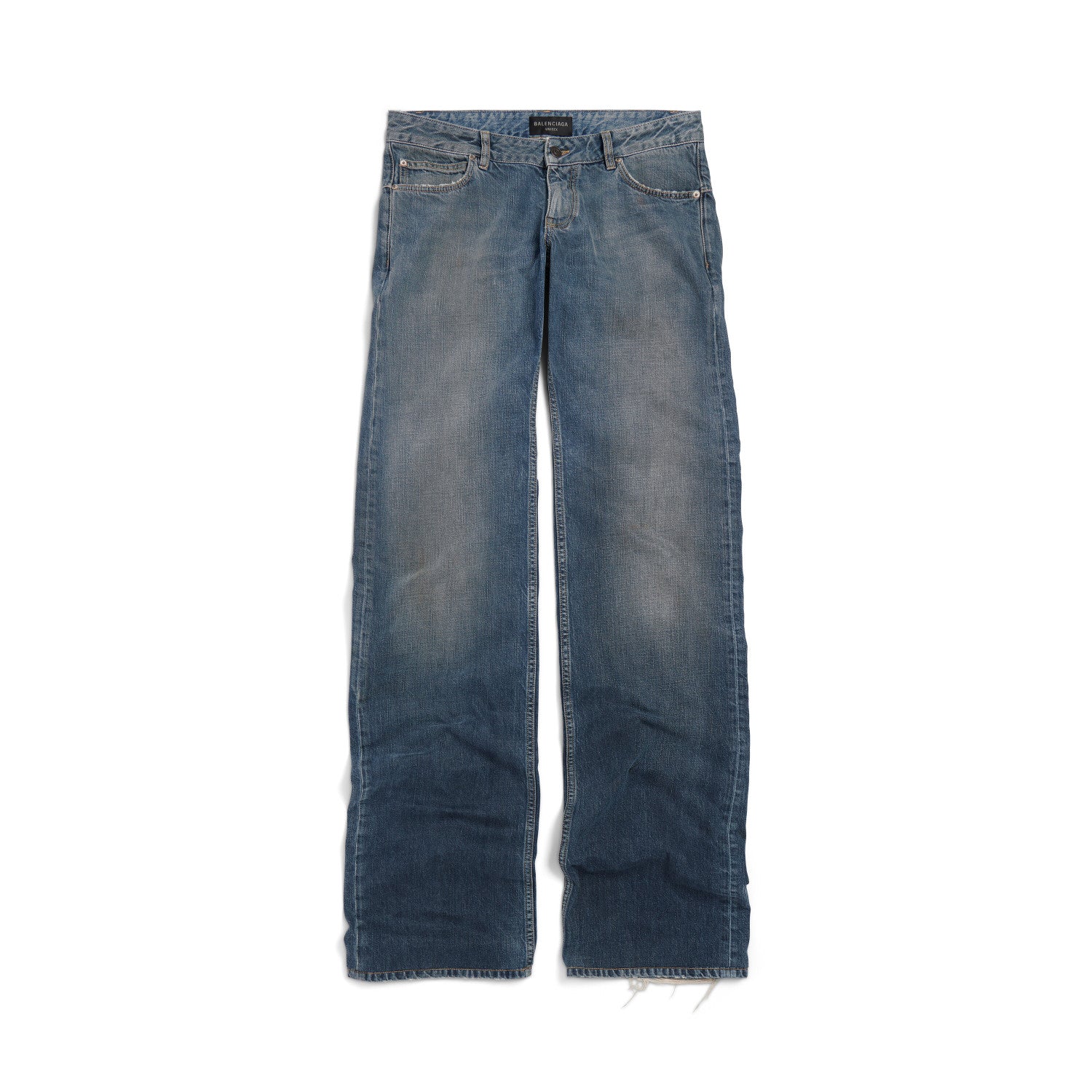 Balenciaga Men's Spring And Summer Blue Cotton Fitted Low Waist Denim Pants Fashion High Street Trend Straight Wide Leg Casual Trousers Ngvp #1719