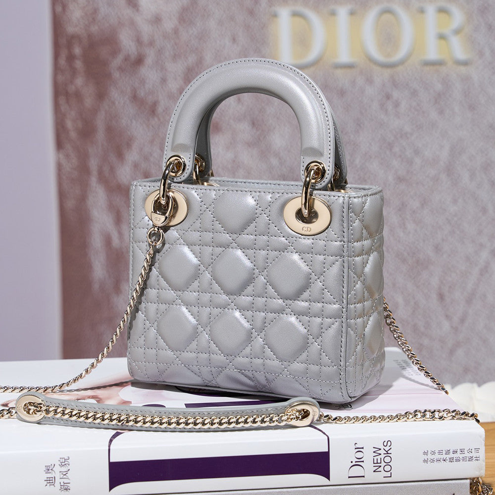 Dior Dior Lady Lambskin Cannage Quilted Metal Pendant Mini Bag #333088