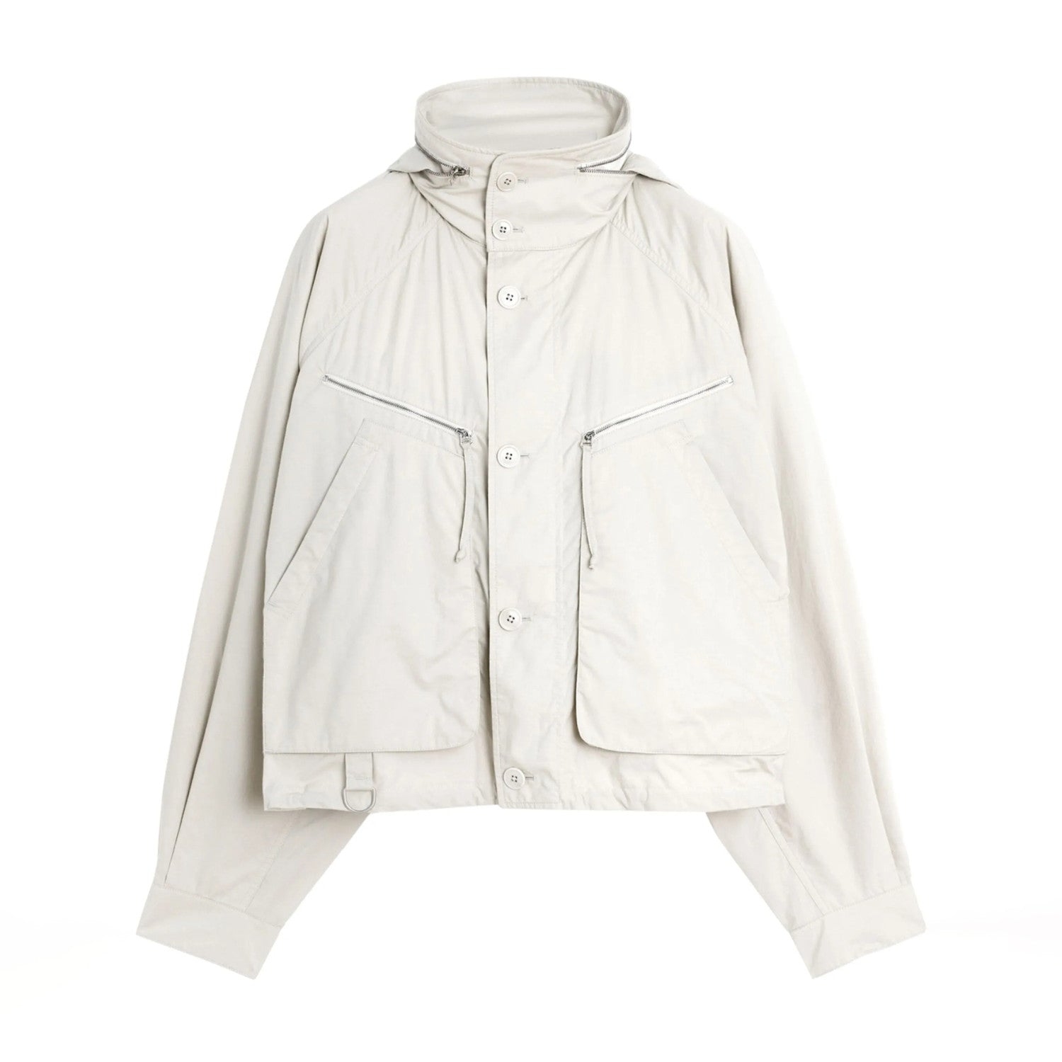 Lemaire Men's Spring/Fall Parachute Jacket Solid Color High-Neck Cotton Zipper Jacket with Zippered Pockets Ngvp #2378