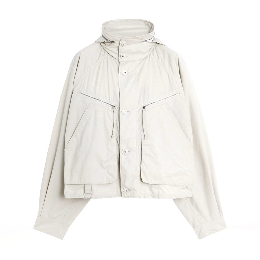 Lemaire Men's Spring/Fall Parachute Jacket Solid Color High-Neck Cotton Zipper Jacket with Zippered Pockets Ngvp #2378