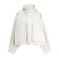 Lemaire Men's Spring/Fall Parachute Jacket Solid Color High-Neck Cotton Zipper Jacket with Zippered Pockets Ngvp #2378