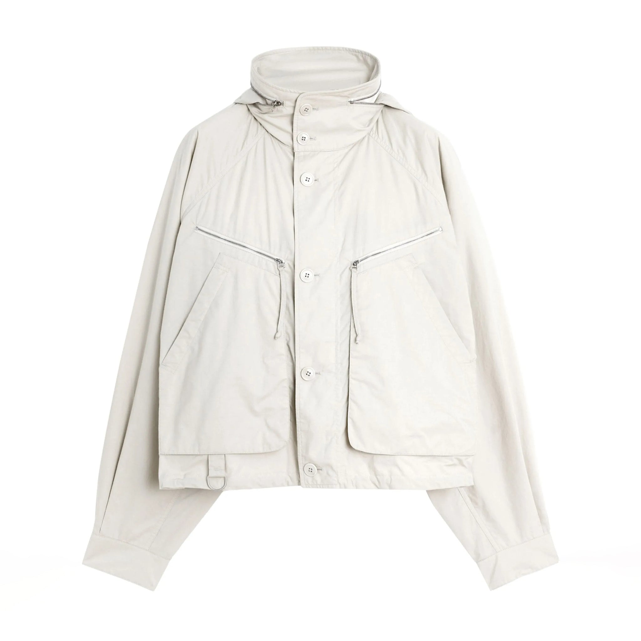 Lemaire Men's Spring/Fall Parachute Jacket Solid Color High-Neck Cotton Zipper Jacket with Zippered Pockets Ngvp #2378