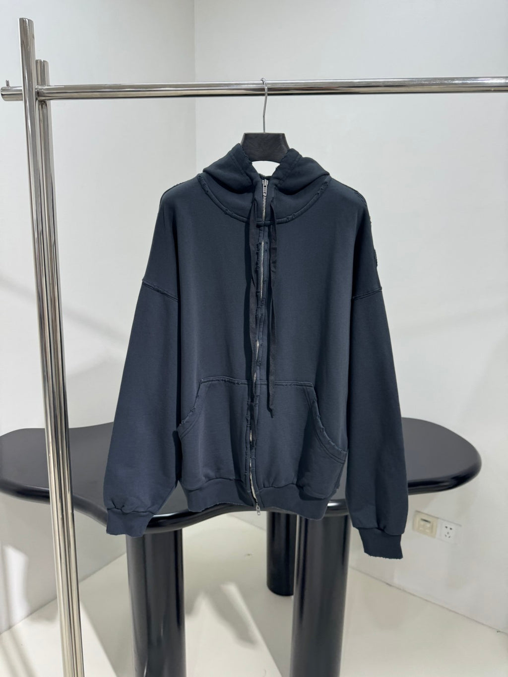 Balenciaga Men's Spring and Autumn Solid Color Alphabet Tape Print Hooded Zipper Long Sleeve Jacket #76579