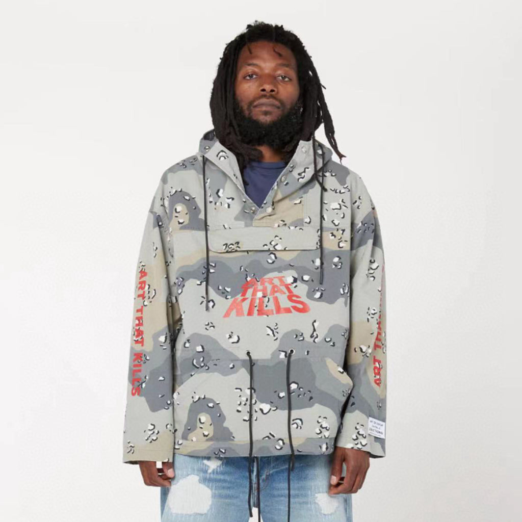 Gallery Dept Men's Spring And Autumn High Street Fashion Printed Letter Camouflage Rushing Jacket Hooded Loose Casual Jacket  Ngvp #8124