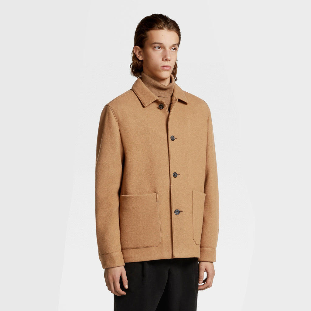 Ermenegildo Zegna Men's Spring And Fall Fashion Silhouette Handmade Double-sided Tweed Solid Color Casual Cashmere Coat Ngvp #98584