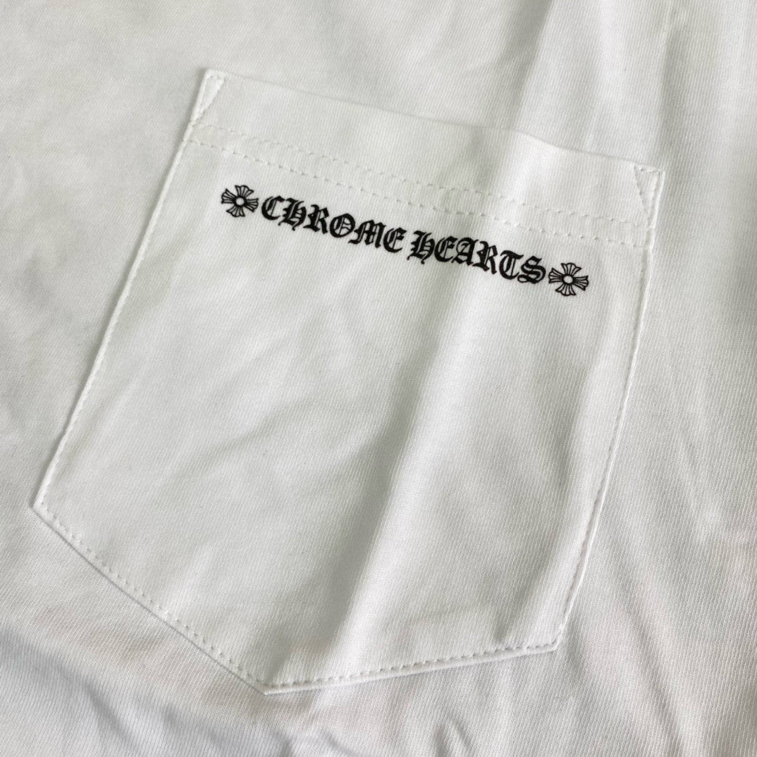 Chrome Hearts Men's Summer Solid Colour Cross Print Round Neck Cotton Short Sleeve T-Shirt #76816