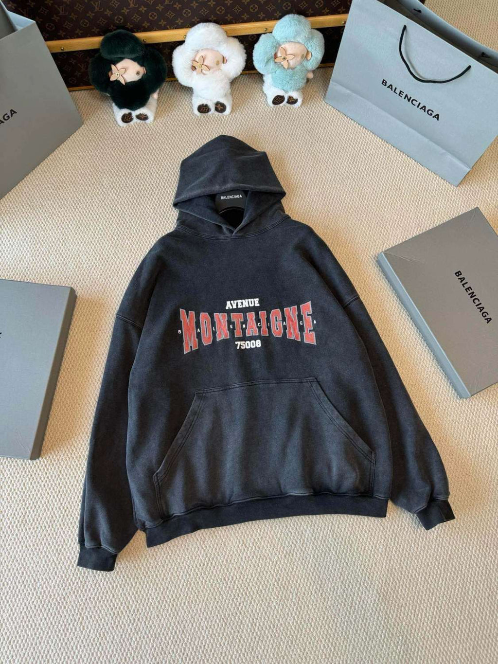 Balenciaga Men's Spring and Autumn Solid Color Letter Printed Cotton Hooded Sweatshirt #74277