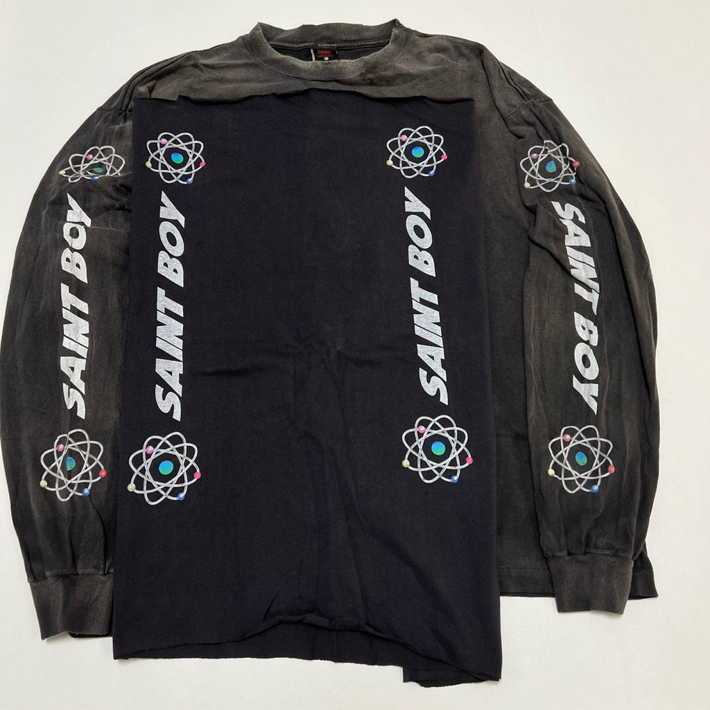 Saint Michael Men's Spring. Autumn And Winter High Street Letter Printed Round Neck Cotton Loose Pullover Long Sleeve Black Sweatshirt Ngvp #9471