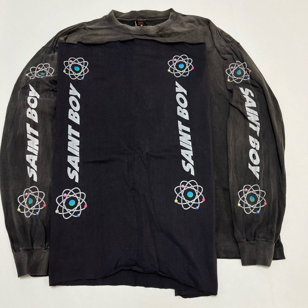 Saint Michael Men's Spring. Autumn And Winter High Street Letter Printed Round Neck Cotton Loose Pullover Long Sleeve Black Sweatshirt Ngvp #9471