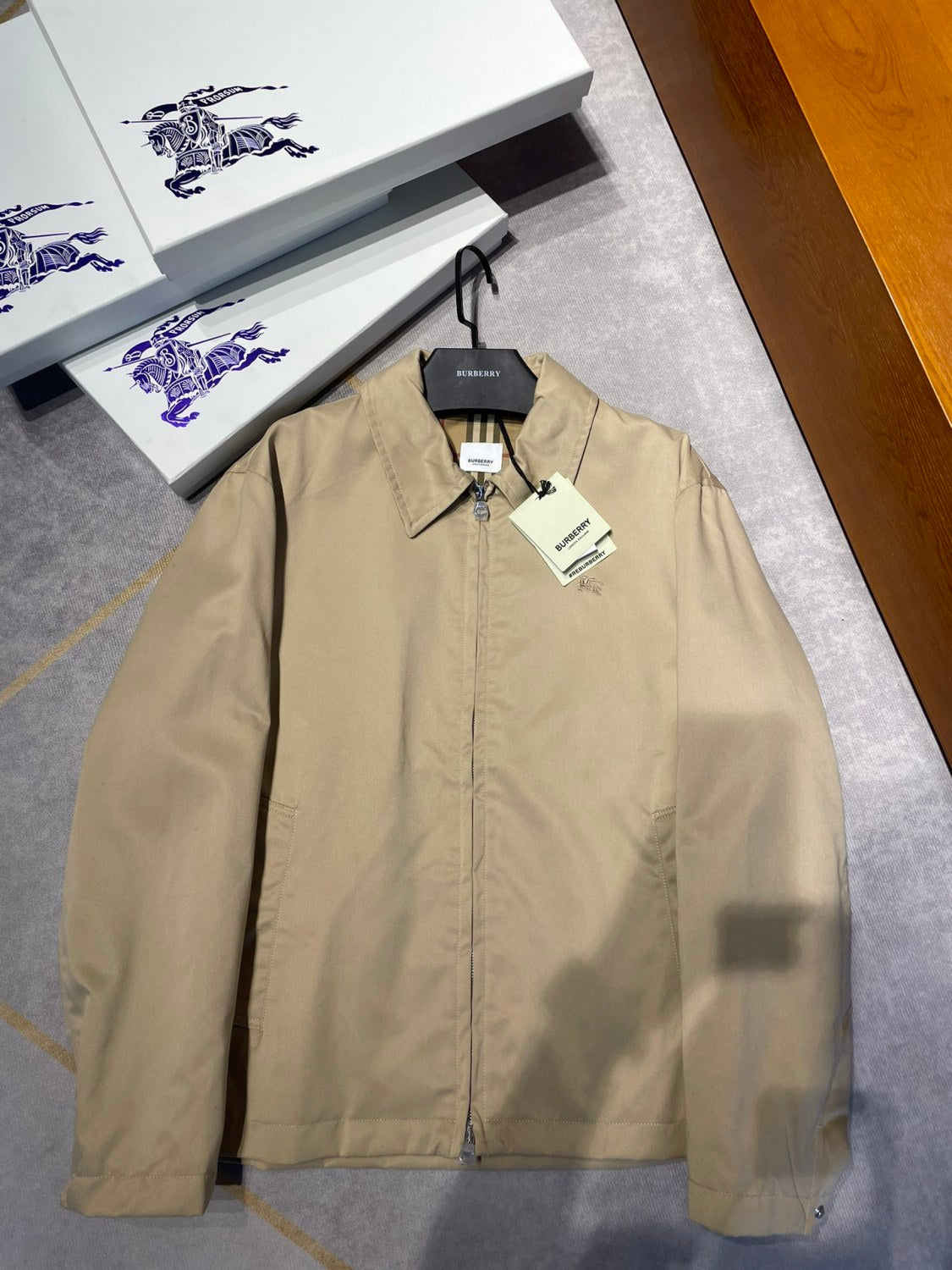Burberry Men's Autumn and Winter Solid Color Logo Embroidery Zipper Casual Long Sleeve Cotton Jacket #73199