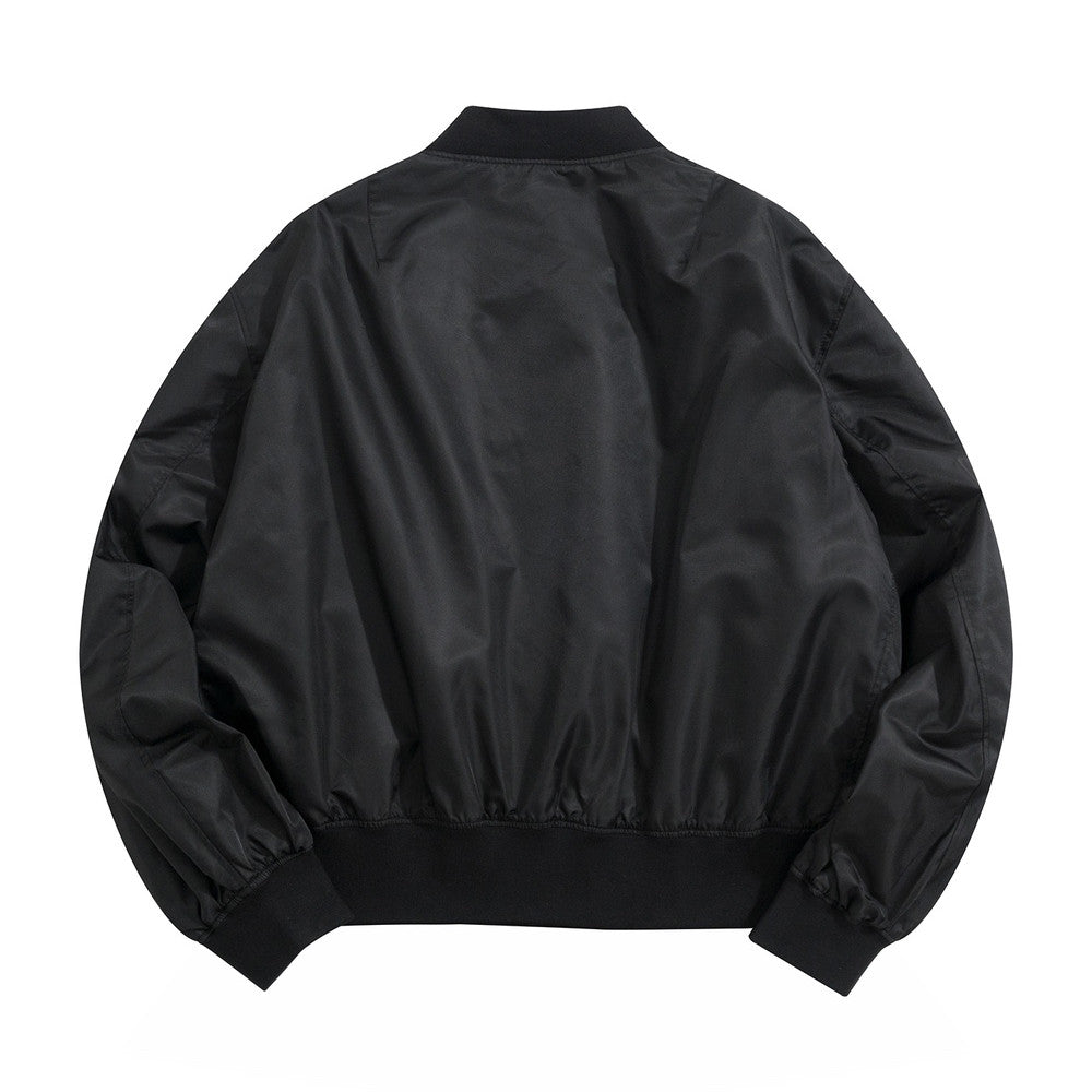 Prada Men's Spring And Fall Black Nylon Zipper Baseball Collar Aviator Jacket #72583