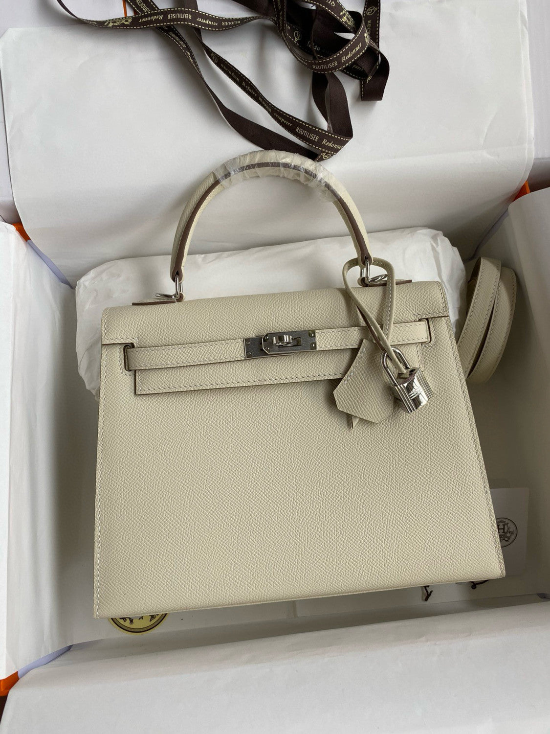 Hermes Kelly 25cm/28cm/32cm Epsom Original Leather Top-Grade Leather Handbag Bag Handcrafted Leather Bag From The Original Factory's Premium Custom Collection #194844