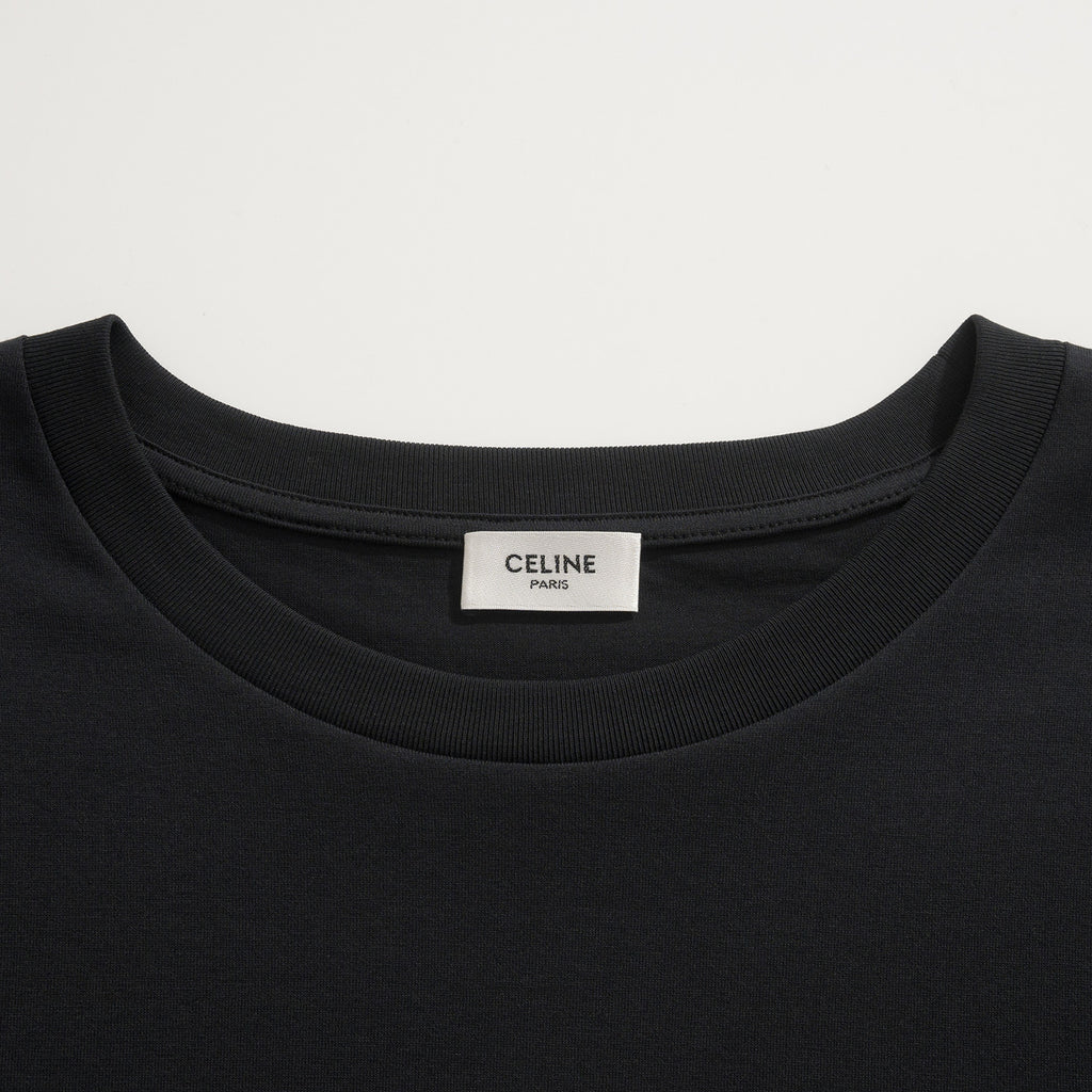 Celine Men's Logo Printed Summer Cotton Jersey Solid Color Round Neck Short Sleeve T-Shirt #77248