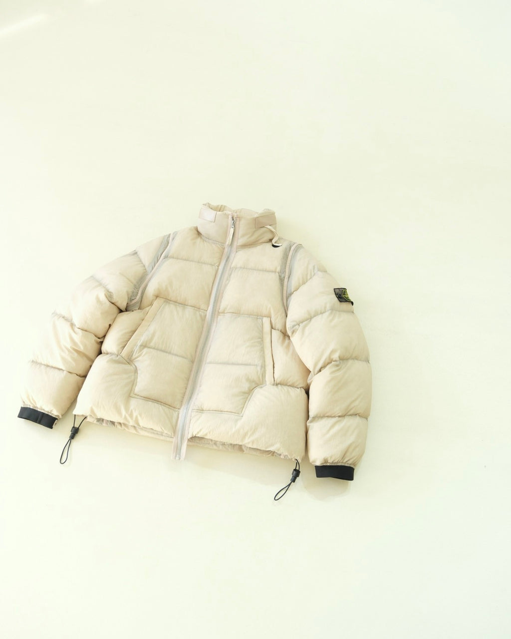 Stone Island Men's and Women's Fishnet Sleeve Label Thickened Warm Stand-up Collar Down Jacket #293445