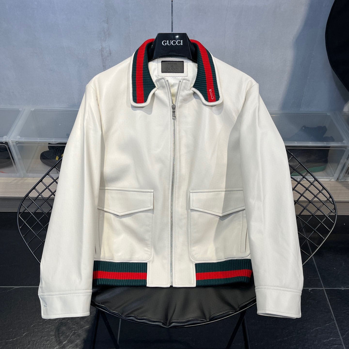 Gucci Leather Zip Jacket Coat #96132