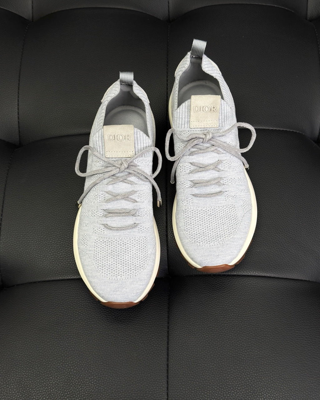 DIOR B80 Lounge Sneaker Dior Gray Cannage Cashmere Wool and Silk Knit with Dior Gray Suede#336623